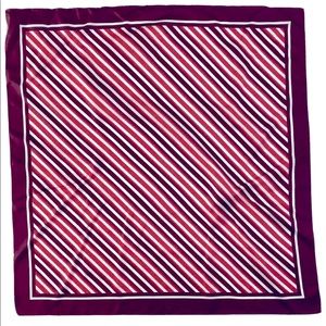 BOGO > Vibrant Vintage Mod  Stripe Red silk scarf 35x35” *MINT